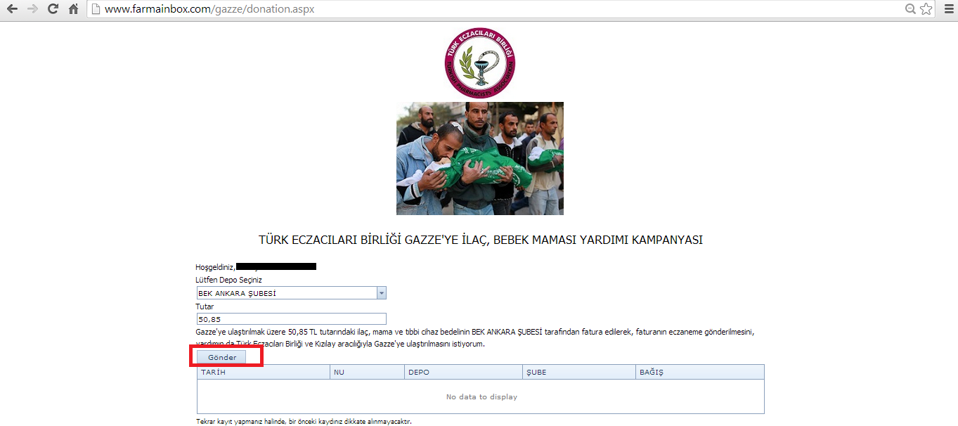 gazze icin yardim kampanyasi